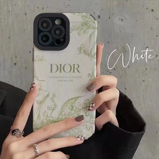 【Da Hổi】 Vỏ mềm bằng da IP IPhone 7 8 14 Plus 7+ 8+ X XR SE 2020 XS Max 11 12 13 14 Pro Max Vỏ điện thoại khá xanh hoa Dio SHIN CASE