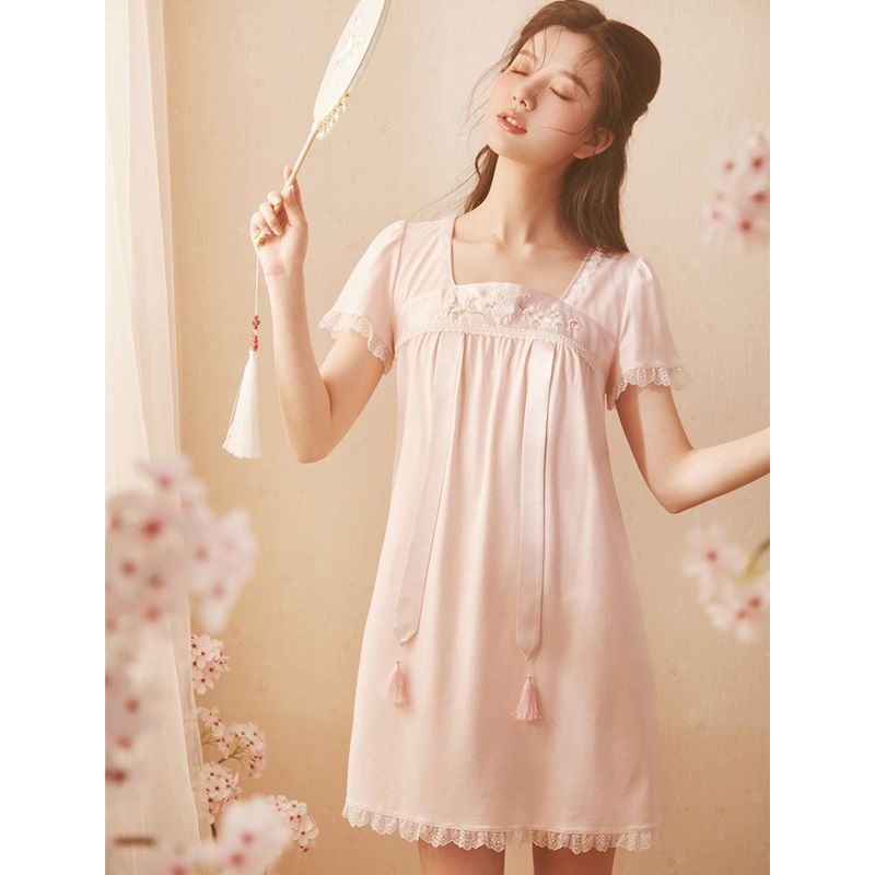 Hàng Mới Về Đầm Ngủ Tay Ngắn Phong Cách Trung Hoa Cổ Điển Cho Nữ