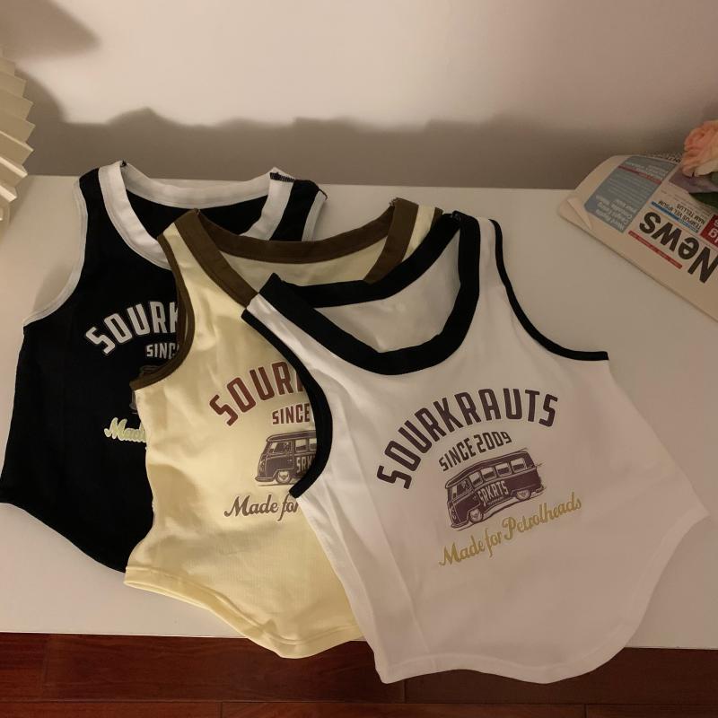 Xiaozhainv Áo Croptop In Chữ Tự Cột Dây 5 Màu Gợi Cảm Mỹ Cho Nữ