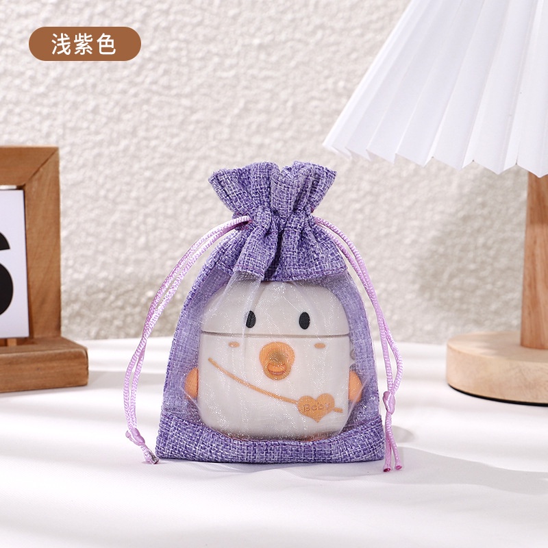 Túi dây rút làm bằng vải cotton có cửa sổ Dễ thương