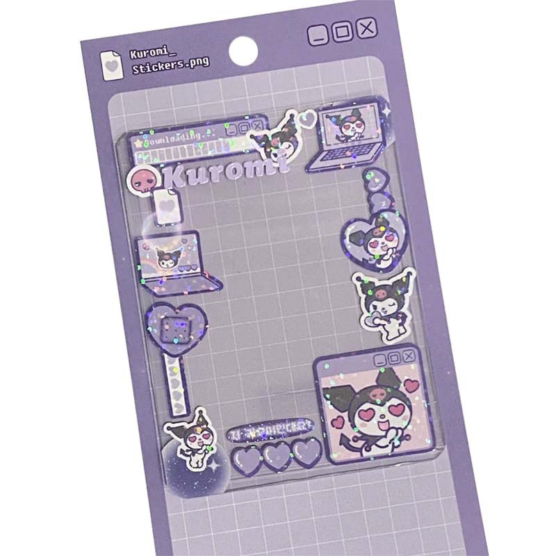Miếng Dán Trang Trí Sổ Tay Hình Sanrio Kuromi Laser Dễ Thương