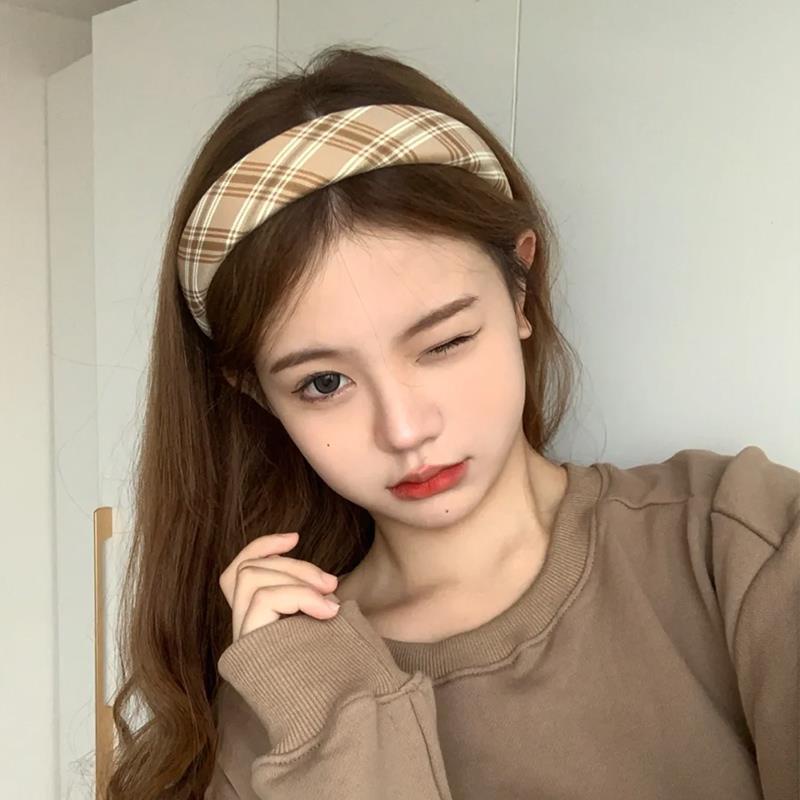 Băng Đô Cài Tóc Bản Rộng Họa Tiết Kẻ Sọc Phong Cách Retro Nhật Bản Đơn Giản Dễ Phối Đồ Rửa Mặt