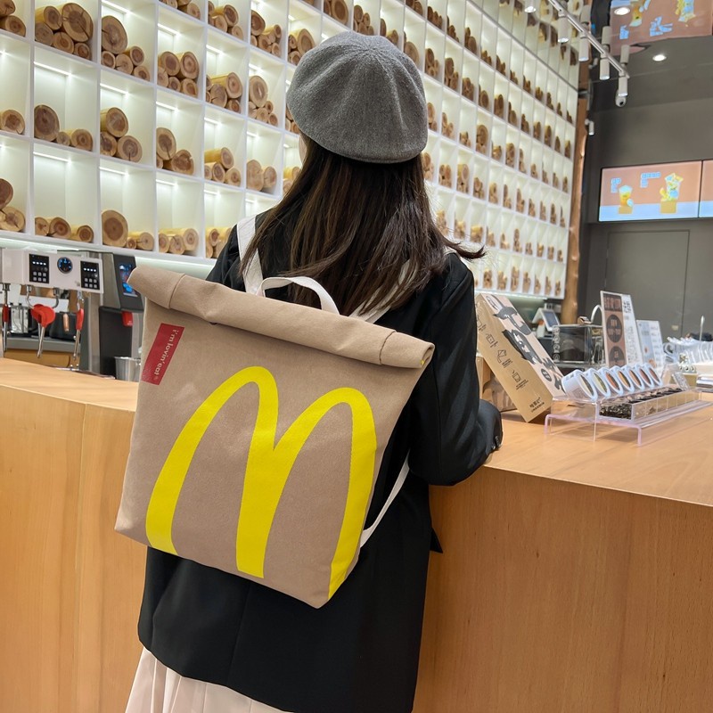 Túi Đeo Chéo Vải Canvas Dày Dặn Chống Nước Họa Tiết Mcdonald 'S Dễ Thương Cho Nữ