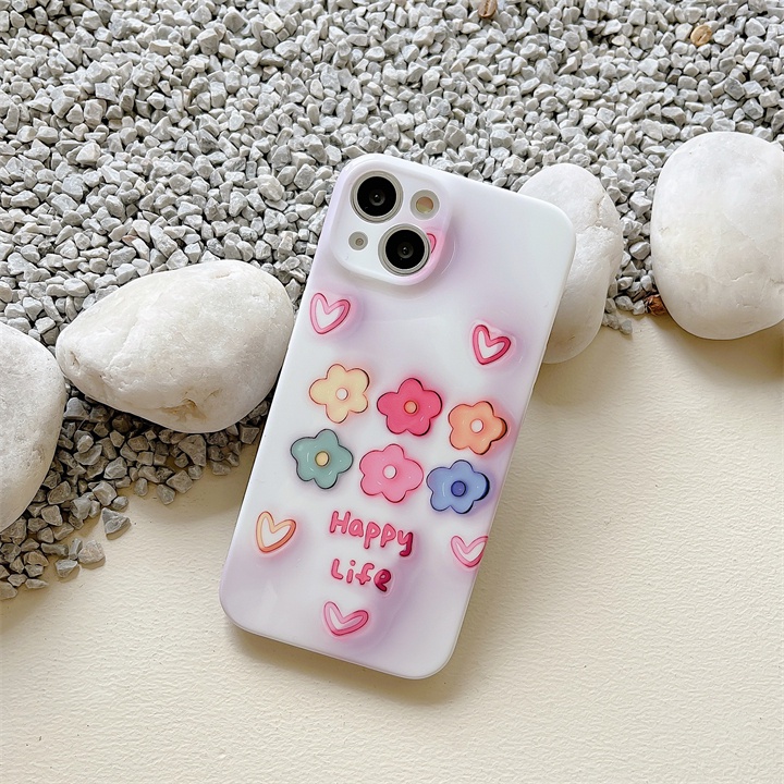 Ốp Điện Thoại Tpu Dẻo Họa Tiết Hoa &amp; Gấu Đơn Giản Dễ Thương Chống Sốc Cho iPhone 14 13 12 11 Pro Max