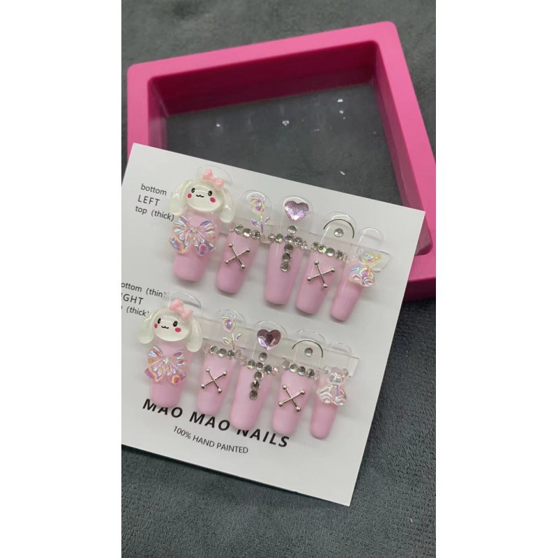 Móng Tay Giả Kuromi Dài Tái Sử Dụng Được Và Tháo Rời Được Cho Học Sinh