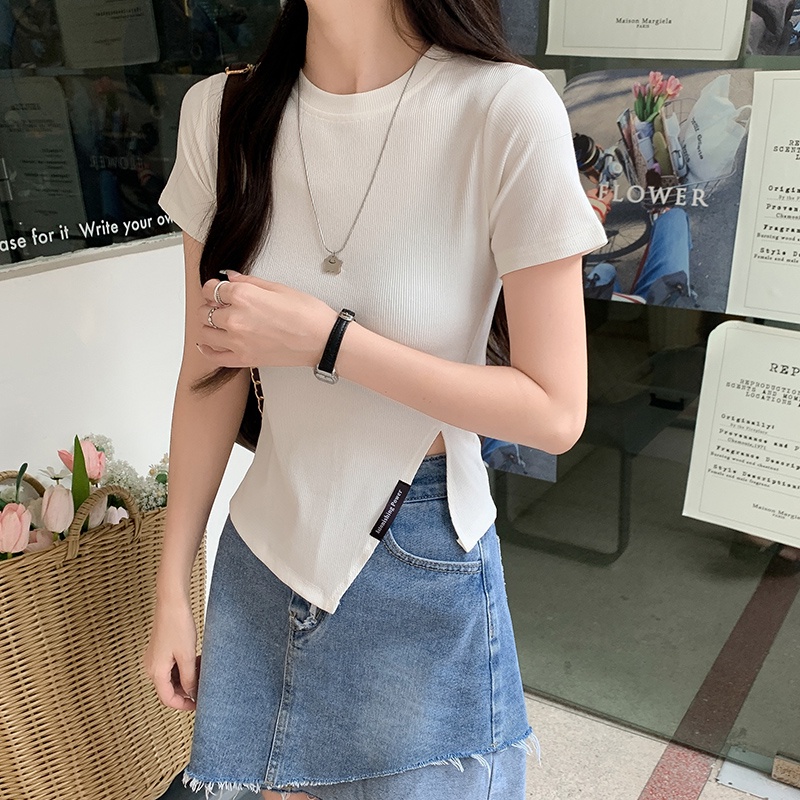 NRVP Áo Thun Tay Ngắn Dáng Ôm In Họa Tiết Độc Đáo Thời Trang Đường Phố Hàn Quốc Cho Nữ