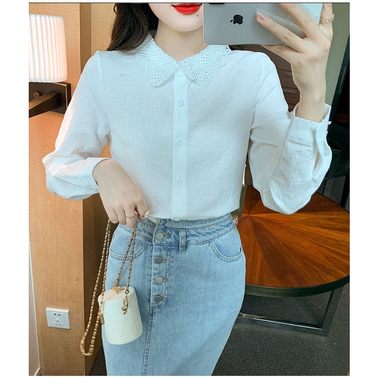 Áo Sơ Mi Cotton Tay Dài Cổ Bẻ Thời Trang Xuân 2023 Cho Nữ