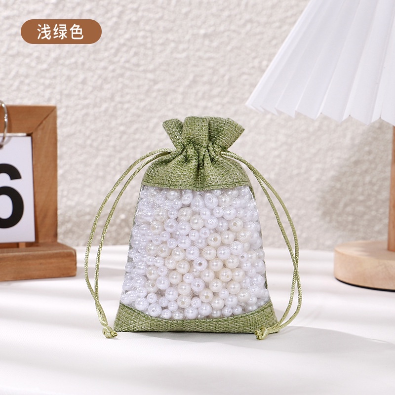 Túi dây rút làm bằng vải cotton có cửa sổ Dễ thương