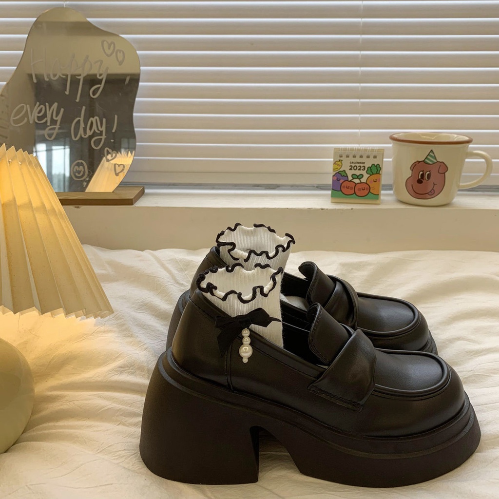 Giày Da Đế Độn Thời Trang Xinh Xắn Dành Cho Nữ