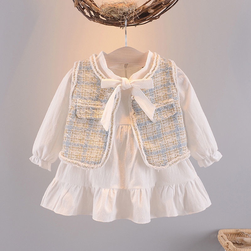 ✨Hàng Có Sẵn!✨ Set Đồ Xuân Thu 2023 Gồm Áo Sát Nách Phong Cách Phương Tây Cho Bé Gái 1-5 Tuổi