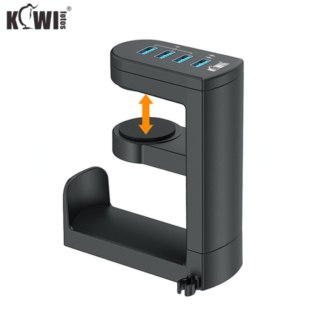 Kiwifotos Giá treo tai nghe với đế cắm USB 3.0 （Không phải để sạc, chỉ Đồng bộ hóa）, Móc xoay tai nghe chơi game có thể xoay 360 °, Giá đỡ để bàn cho tai nghe