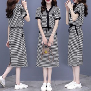 Set Áo Váy Kẻ Sọc Phong Cách Châu Âu Thời Trang Mùa Hè 2023