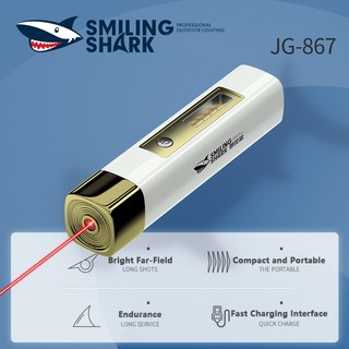 Smiling Shark Đèn pin led laser cỡ mini siêu sáng hình cá mập màu xanh lá/ đỏ kèm sạc USB tiện dụng cho giảng dạy 500M