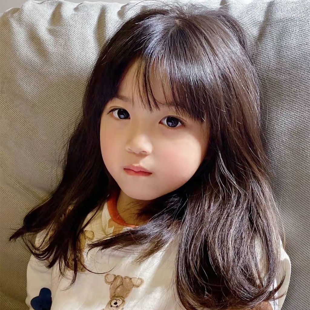 Bộ Tóc Giả Dài Thẳng Tự Nhiên Màu Vàng Kim Phong Cách Keli Cho Bé Gái