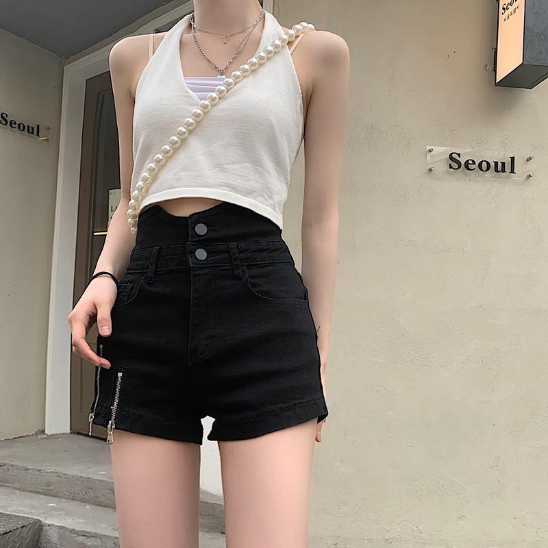 COZOK Quần Short denim Lưng Cao Form Ôm Kiểu Dáng Đơn Giản Hợp Thời Trang