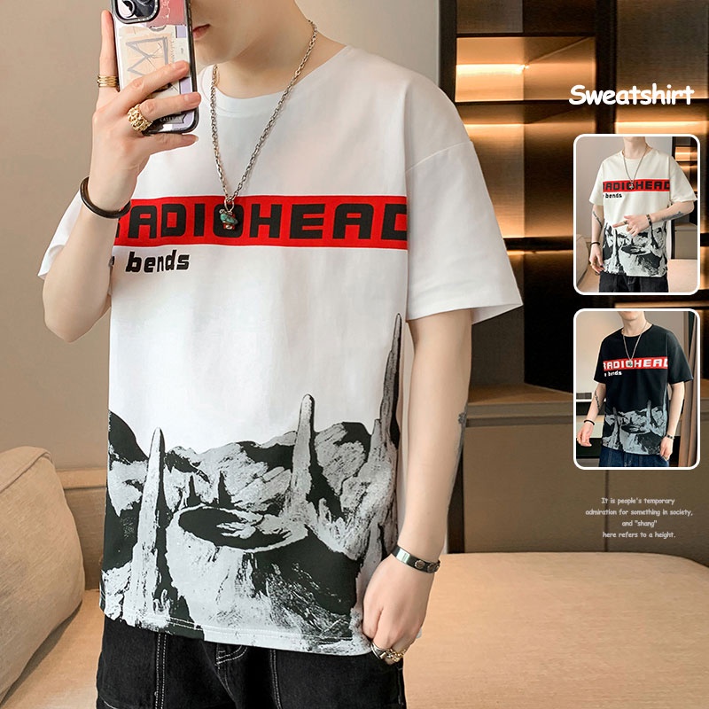Áo Thun Lụa Lạnh Tay Ngắn Dáng Rộng Phong Cách Thời Trang Mùa Hè Hàn Quốc Cho Nam Giới