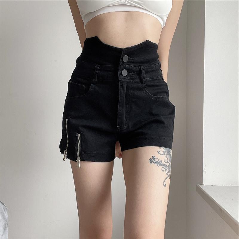 COZOK Quần Short denim Lưng Cao Form Ôm Kiểu Dáng Đơn Giản Hợp Thời Trang