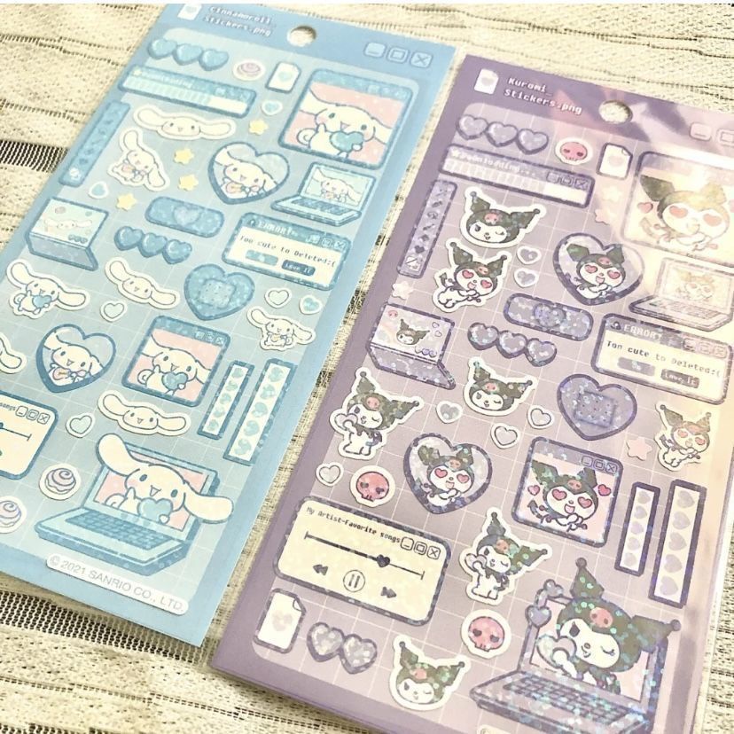 Miếng Dán Trang Trí Sổ Tay Hình Sanrio Kuromi Laser Dễ Thương