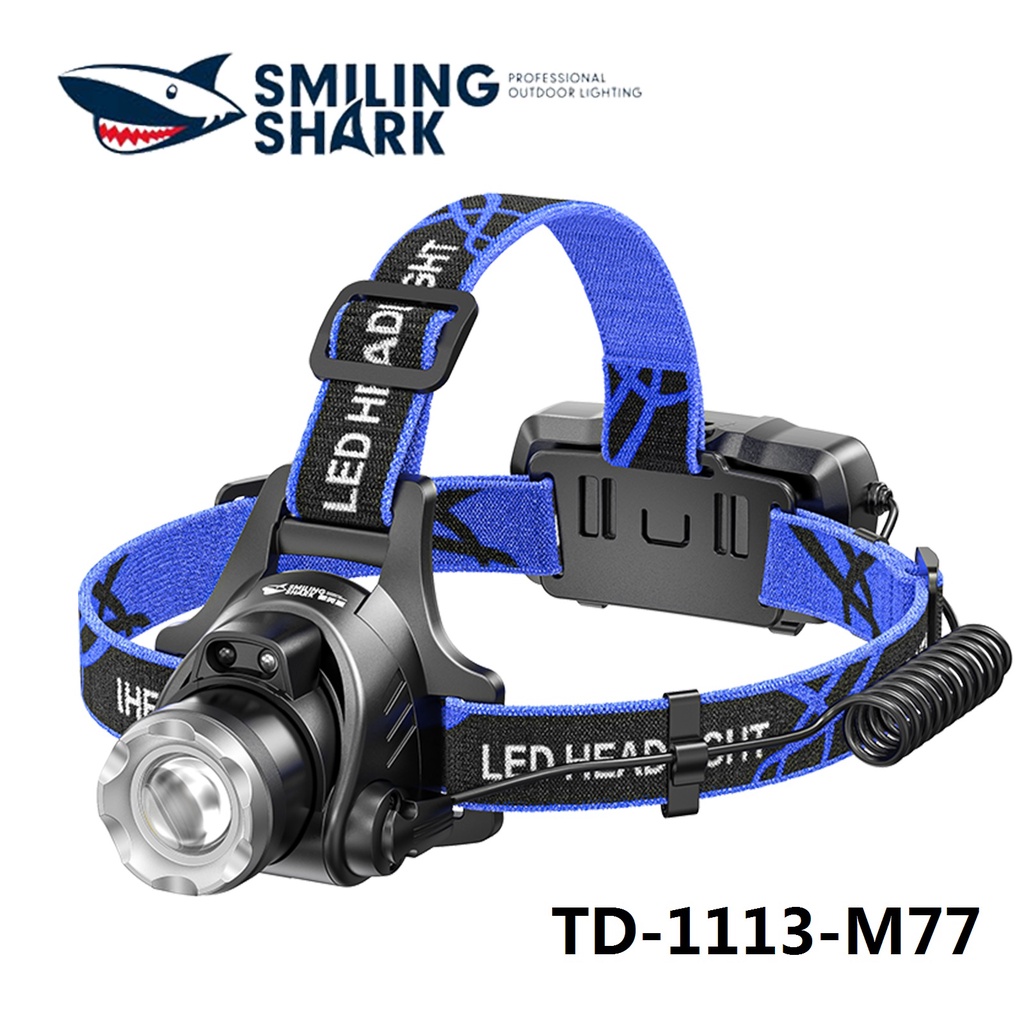 Smiling Shark Đèn Pha Siêu Sáng M77 6000LM 18650 Chống Thấm Nước Có Thể Sạc Lại Bằng Cổng USB