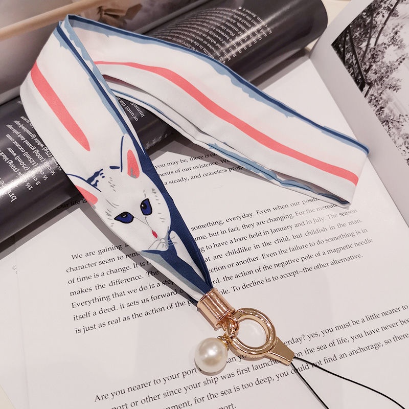 Khăn Choàng Cổ Lụa Bản Rộng Đính Ngọc Trai Nhân Tạo Cho Điện Thoại