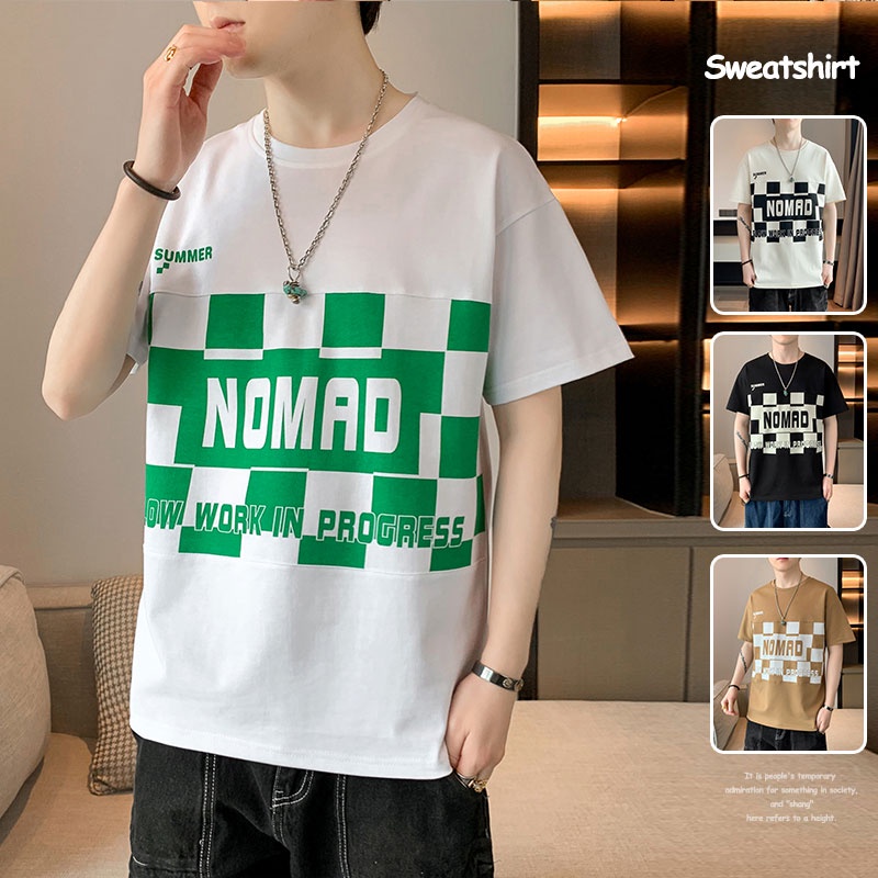 Áo Thun Lụa Lạnh Mỏng Tay Lửng Cổ Tròn Nhanh Khô Thời Trang Mùa Hè Cho Nam