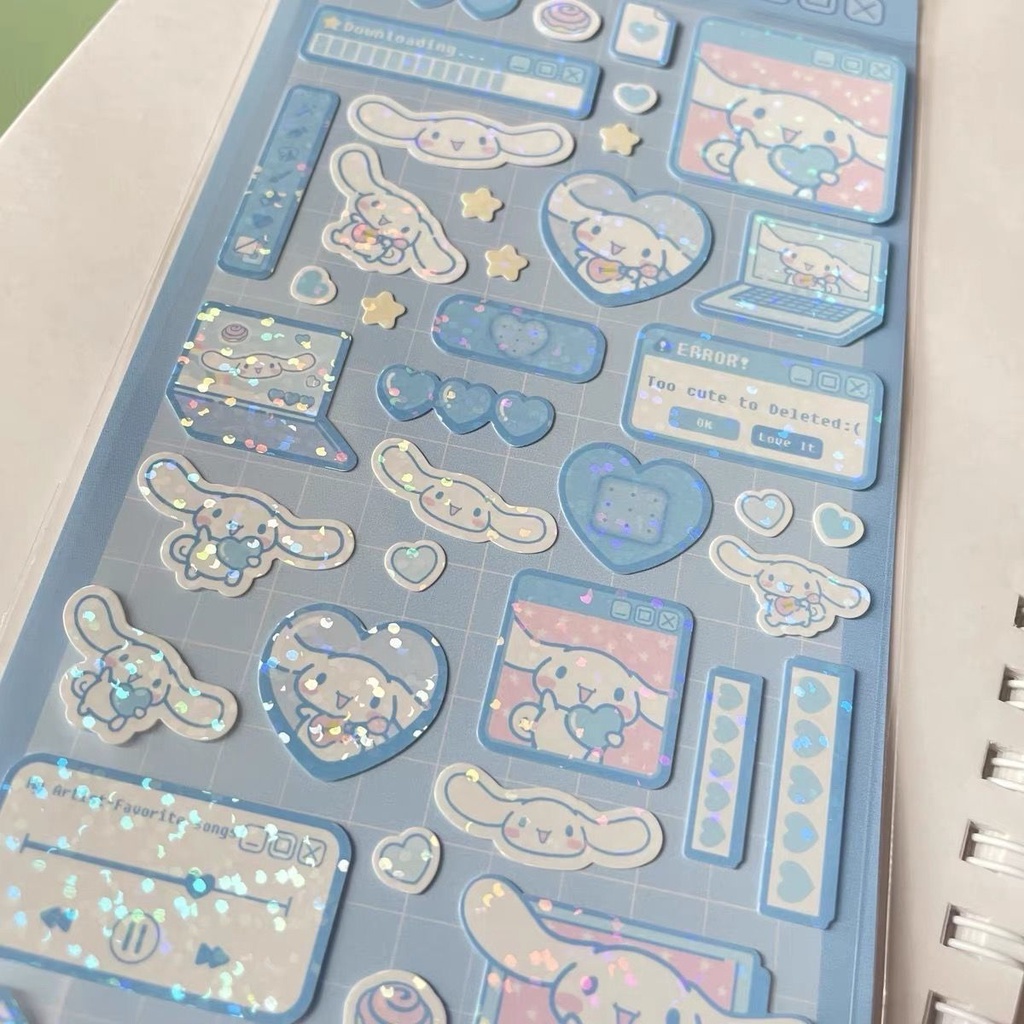 Miếng Dán Trang Trí Sổ Tay Hình Sanrio Kuromi Laser Dễ Thương