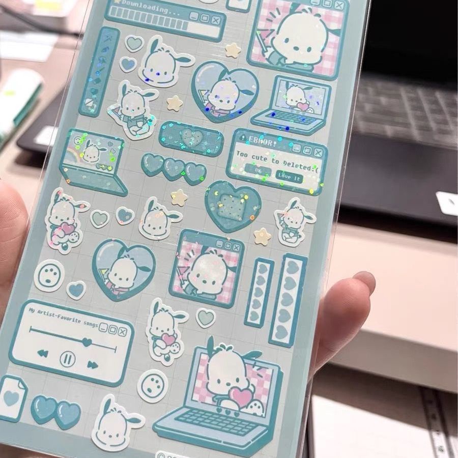 Miếng Dán Trang Trí Sổ Tay Hình Sanrio Kuromi Laser Dễ Thương