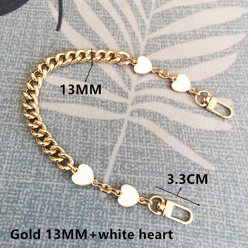 Dây Xích Kim Loại 13MM Hình Trái Tim Màu Vàng Kim Dùng Trang Trí Túi Xách Thời Trang