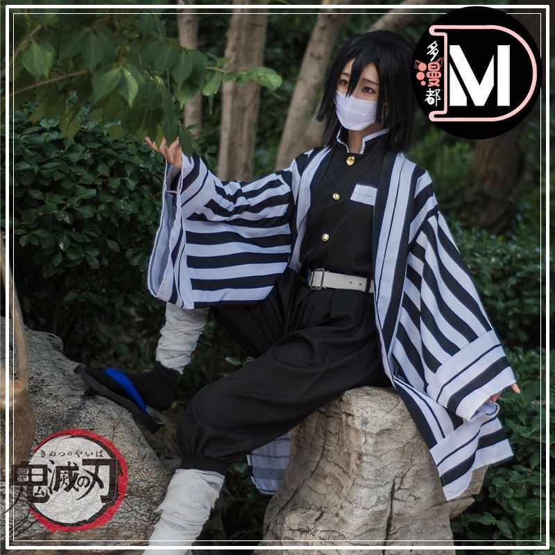Demon Slayer Cosplay Iguro Obanai Kimetsu no Yaiba Anime  Team Costume Uniform White Snake Wig Halloween Party Clothes Outfi Full Set Men's Clothing