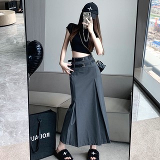 Emily Fashion Shop Gray Suit Skirt Women's Mid-Length Small Autumn High Waist Slimmer Look High-End Design a-Line Hip