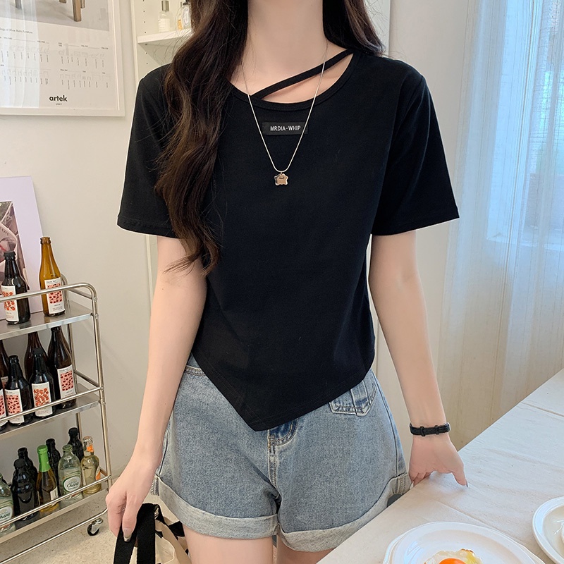 NRVP Áo Thun Tay Ngắn Dáng Ôm In Họa Tiết Độc Đáo Thời Trang Đường Phố Hàn Quốc Cho Nữ