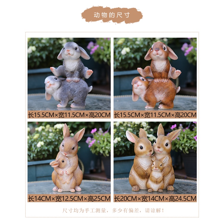 Tượng Hình Thỏ Nhỏ Bằng Nhựa Resin Sáng Tạo Trang Trí Sân Vườn