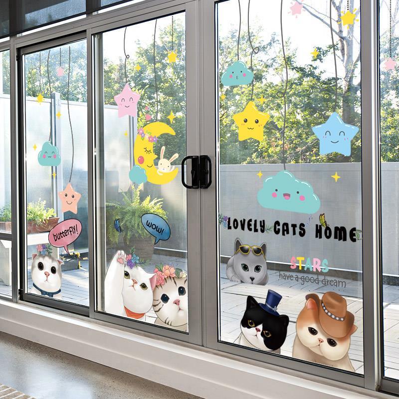 Miếng Dán Trang Trí Cửa Kính Chống Nước Tự Dính Hình Động Vật Hoạt Hình Đáng Yêu Cho Trẻ Em