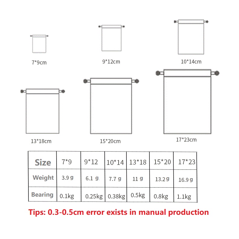 Túi dây rút làm bằng vải cotton（10 màu 5 kích cỡ）