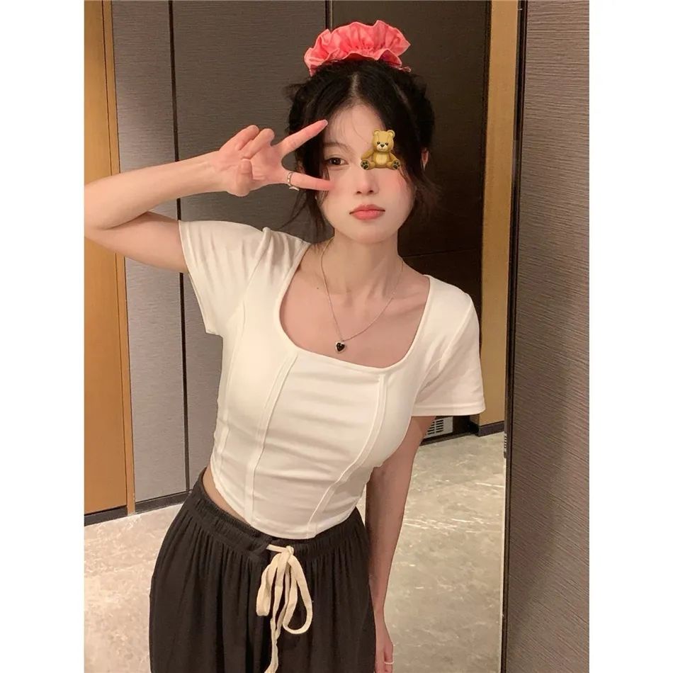 COZOK Áo Thun Màu Trơn Dáng Ôm Thời Trang Cho Nữ