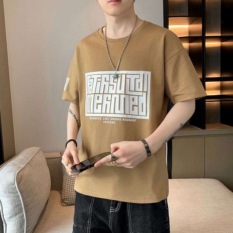 Áo Thun Tay Ngắn Cổ Tròn In Hình Thời Trang Mùa Hè Mới Cho Nam