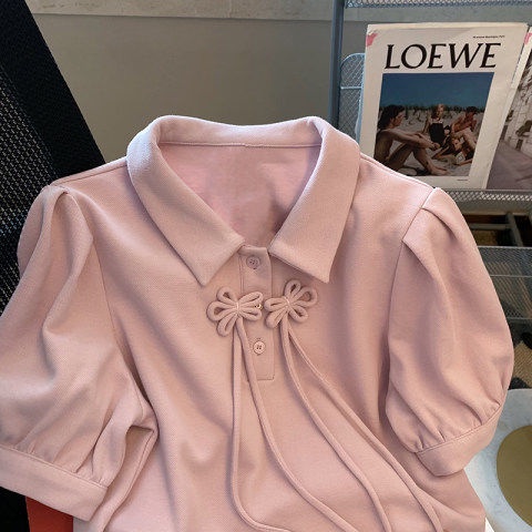 Áo polo Tay Phồng Thời Trang Mùa Hè Phong Cách Retro Cho Nữ