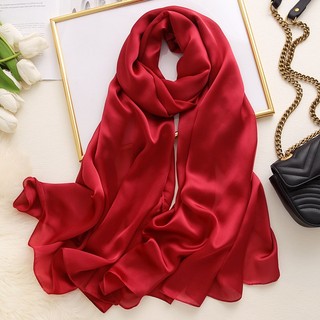 (MUA 1 KHĂN TẶNG 1 HỘP ĐỰNG KHĂN) KL059 Khăn lụa trơn choàng cổ dáng dài 95*180cm