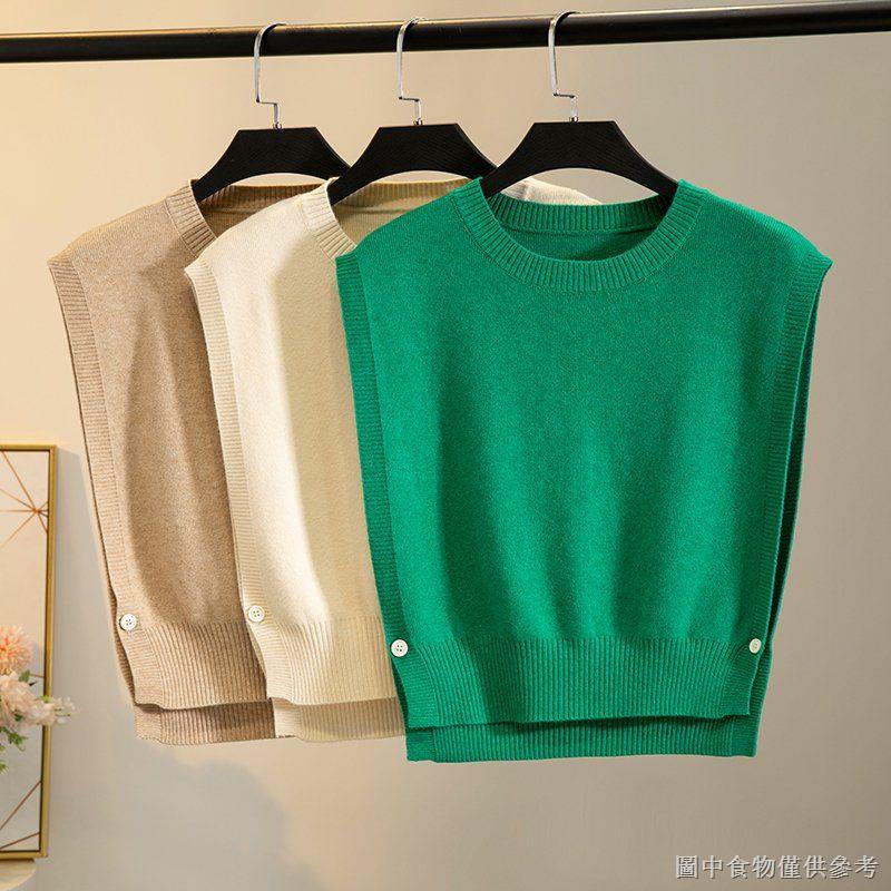 Áo Sweater Dệt Kim Cổ Tròn Màu Trơn Xẻ Tà Một Bên Phối Nút Màu Sắc Thời Trang Xuân Thu Cho Nữ
