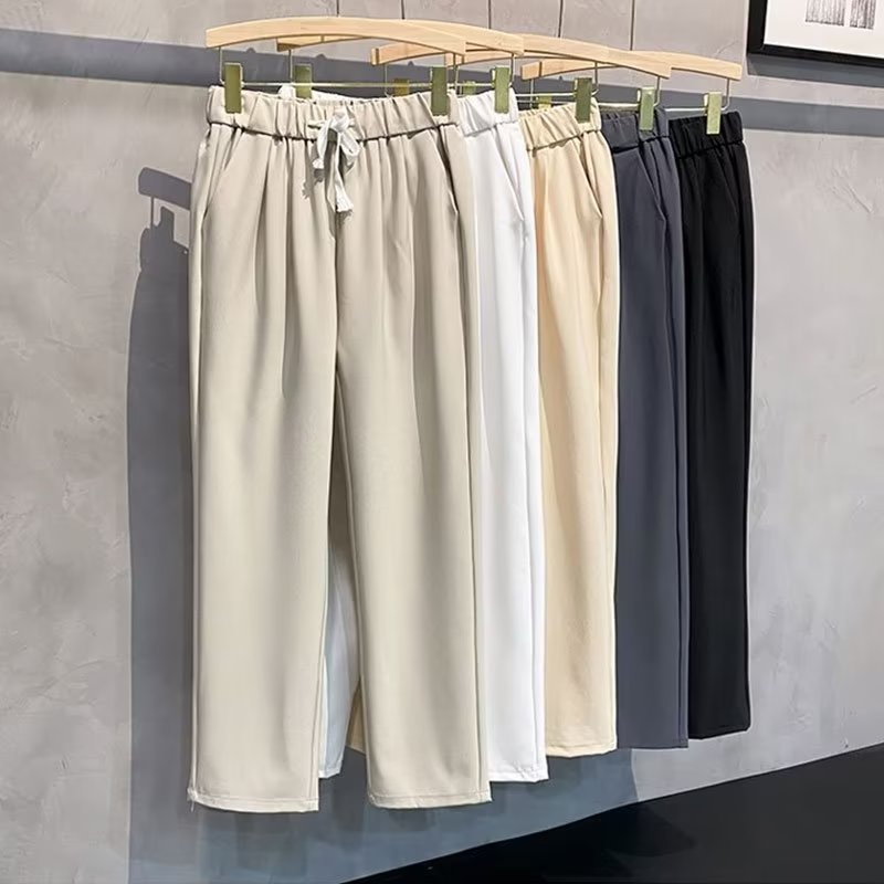 Quần Tây Vải Lụa Lạnh Mỏng Dáng Rộng Màu Trơn Thời Trang Xuân Thu 2023 Cho Nam Size 27-38