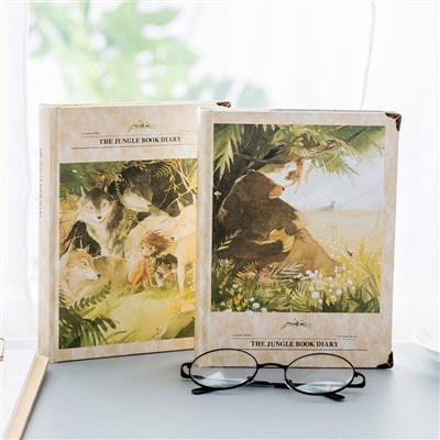 ▼Sổ Tay Nhật Ký Bìa Cứng Dày Bề Mặt Ngang In Hình Sói Boy Jungle Kiểu Hàn Quốc Dễ Thương