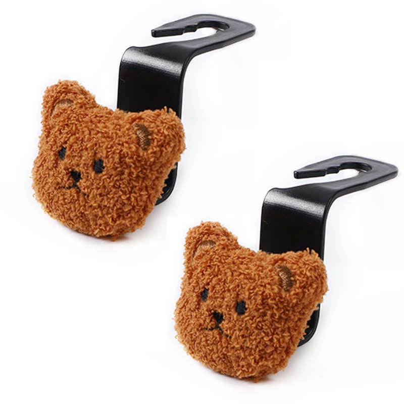 Set 2 Móc Treo Đồ Hình Gấu Hoạt Hình Gắn Sau Ghế Xe Hơi Đa Năng
