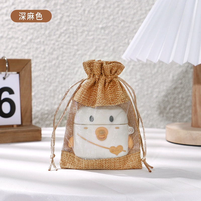 Túi dây rút làm bằng vải cotton có cửa sổ Dễ thương