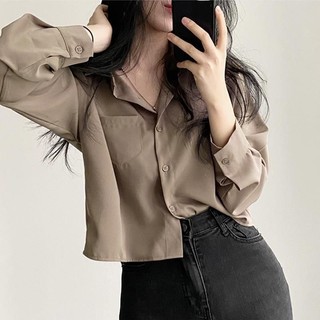 Áo Sơ Mi Nữ Tay Dài Dáng Rộng Màu Sắc Thanh Lịch