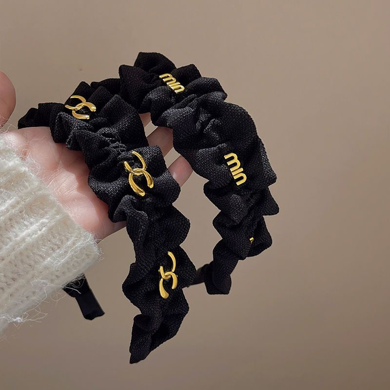 Băng Đô Cài Tóc Màu Đen In Chữ Phong Cách Hàn Quốc Đơn Giản Thời Trang