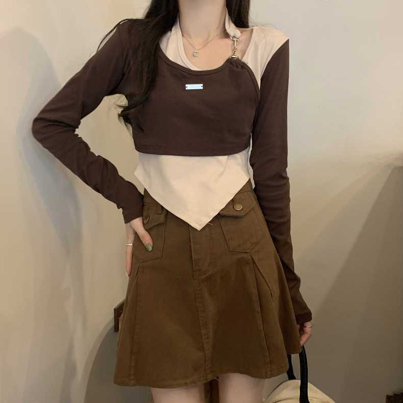 Áo Croptop Tay Ngắn Thiết Kế Lệch Tà Thời Trang Hè Cá Tính Cho Nữ