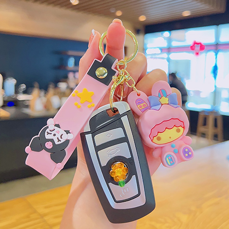 Móc Khóa Hình Búp Bê Sanrio Kuromi Melody Cinnamonroll Dễ Thương Cho Bé Gái