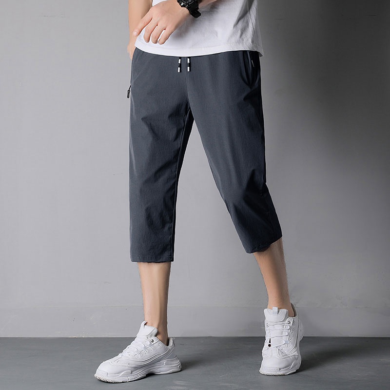 Quần Short Thể Thao Vải Lụa Lạnh Mỏng Dáng Rộng Nhanh Khô Thời Trang Mùa Hè Cho Nam