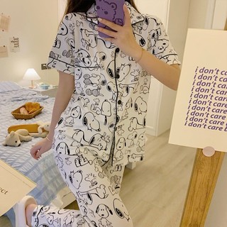 Bộ Đồ Ngủ Pijama Tay Ngắn Họa Tiết Dễ Thương Dành Cho Bạn Nữ