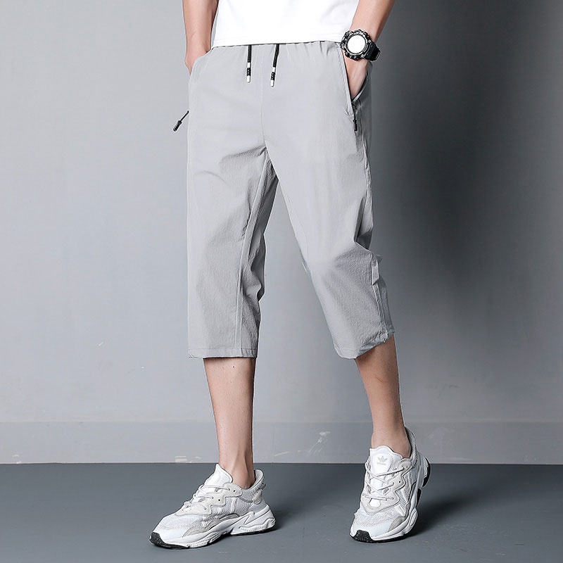 Quần Short Thể Thao Vải Lụa Lạnh Mỏng Dáng Rộng Nhanh Khô Thời Trang Mùa Hè Cho Nam